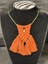 Load image into Gallery viewer, Orange Macrame Necklace