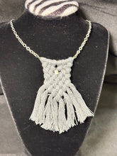 Load image into Gallery viewer, Gray Macrame Necklace