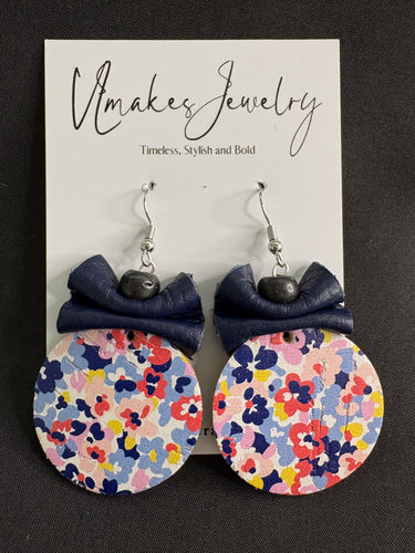 Navy Floral Earrings