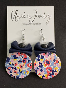 Navy Floral Earrings