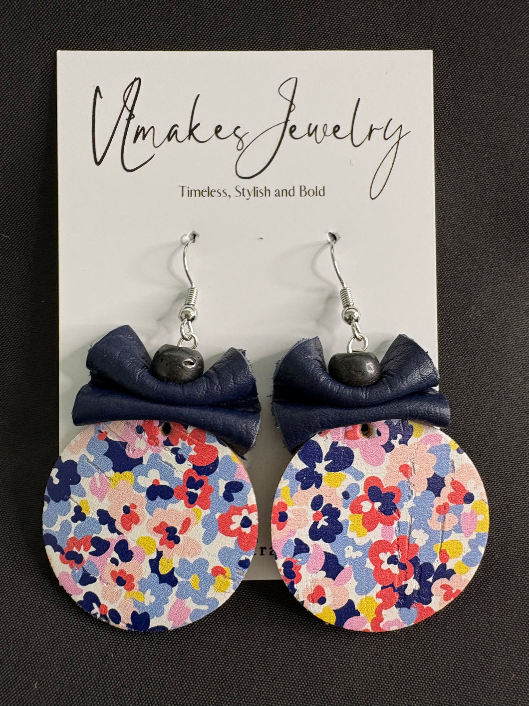 Navy Floral Earrings